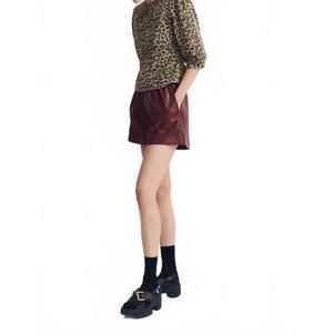 NEW MELISSA NEPTON yumi leather short in burgundy  red
